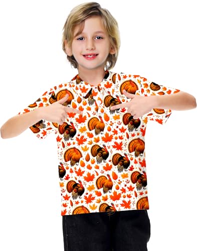 Image of AOBUTE Kids 4th of July Polo American Flag Short Sleeve Button Down Shirts Tops 3-14 Years