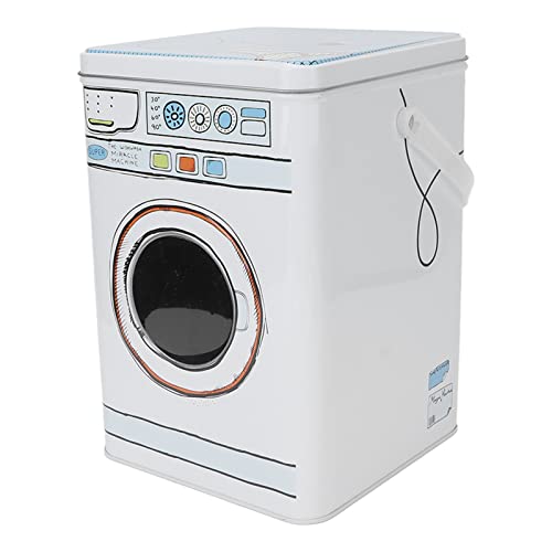 Recipiente para Detergente para Ropa, Bote de Hojalata de Gran Capacidad, Caja de Metal para Polvo para Ropa, Recipiente para Polvo para Ropa con Tragaluz Transparente para