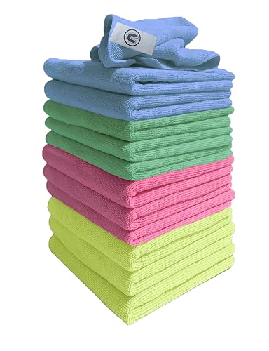 Image of DCS Microfibre Cleaning Cloth, Assorted, Pack of 12, Large Size: 40x40cm. Super Soft Premium Streak Free Washable Cloth Duster for Kitchen, Bathrooms, Surfaces, Mirrors, Car, Motorbike