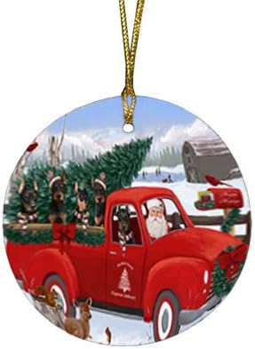 Have a Holly Jolly Doberman Pinscher Dog Round Flat Ornament - Pet Decorative Hanging Ornaments for Christmas X-mas Tree Decorations - 2.75" Round Ceramic Christmas Ornament POR1350