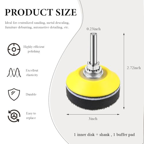 Image of 3 Inch Hook & Loop Sanding Backing Pad, Sanding Disc Pads with 1 /4 Inch Shank & Soft Foam Layer Buffering Pad, Drill Attachment Polishing Kit for Air Die Grinder Sander