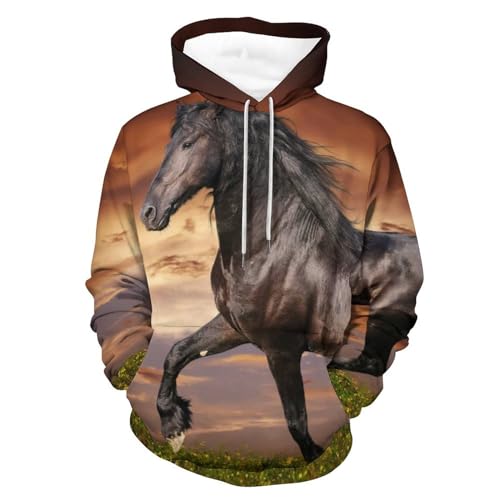 Hoodie cheval brun unisexe en taille S pour homme et femme