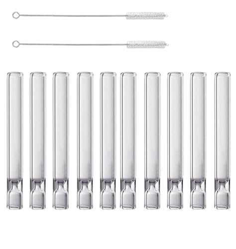 10 Pcs Borosilicate Glass Tube Stem 4 Inch Long/12 mm OD/2mm Thick Wall Tubing With 2 Cleaning Brush (10 transparency total 10-piece pack)