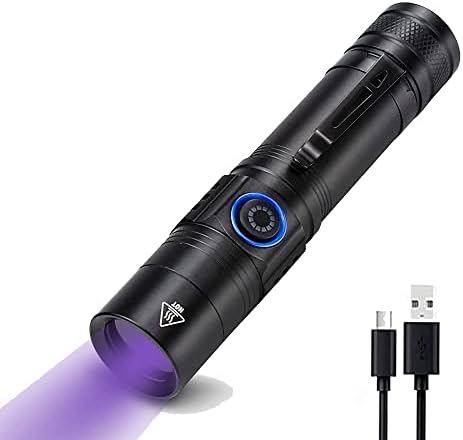 GRABOYY 365nm UV Flashlight Rechargeable, Professional 10W Black Light Ultraviolet Light,Portable Mini Torch Black Light for Pet Urine Detection,Rocks Glowing,Resin Curing,Mineral