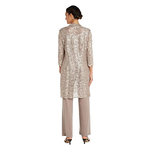 R&M Richards Women's Tank Top And Pant Set With Sheer Lace Jacket,  Champagne,  16 #TOP3