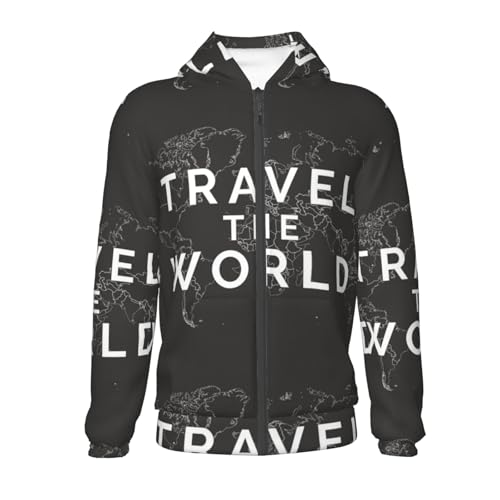 Travel The World1 Kid Hoodies Boys Zip Up Sweatshirts Girls Pullover with Pocket2