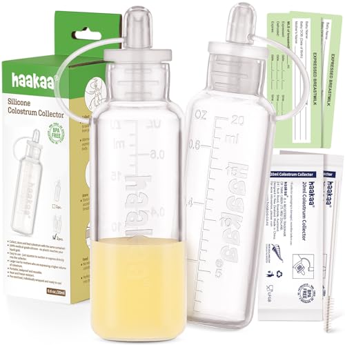 Image of haakaa Colostrum Collector Set 20ml/2pk | Silicone Colostrum Syringes for Baby Breast Milk Catcher | Ready-to-Use Pack | Collect Store & Feed Colostrum | Breastfeeding Essential for Newborn Babies