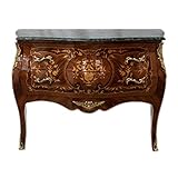 Höhe ca 85 cm Casa Padrino Barock Kommode Braun Intarsien mit Marmorplatte 100cm