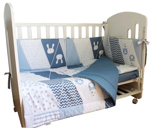 GRIALES. Conjunto Completo de Colcha(edredón) Sabana Bajera Sabana encimera Almohada Funda de Almohada chichonera. Juego de Cuna 100% algodón estándar 60cm x120cm