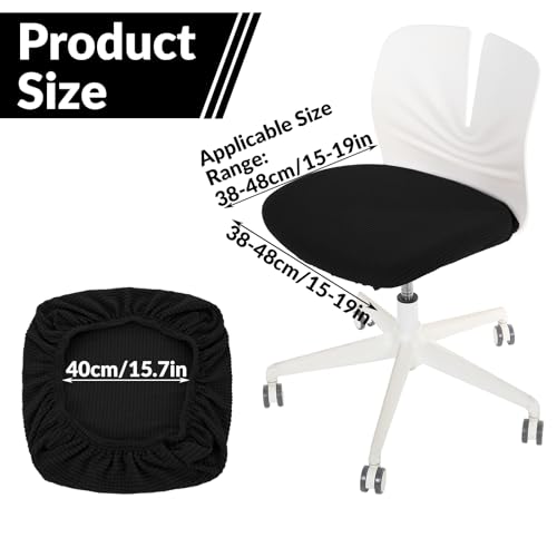 TIESOME 2 Stücke Dehnbarer Bürostuhlbezug,40-60cm Stuhlbezug Sitzfläche Abnehmbar Waschbar Hochelastischer Elasthan Anti-Staub Stuhl Slip Cover Kissenbezug für Büro Restaurant Hochzeit (Schwarz)