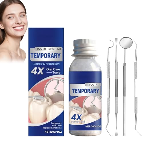 Provisorisches Zahnpflege Set & Zahnreparatur-Kit: Zahnzement Selbsthärtend Dauerhaft, Zahnfüllung Selber Machen mit Zahnsteinentferner, Zahnsonde, Zahnspiegel - Zahnarztinstrumente Komplettset