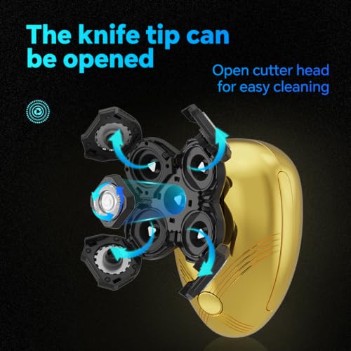 Image of Head Shaver for Bald Men - Electric Rotary Razor Rechargeable - IPX6 Waterproof 5D Bald Head Shavers 9500 RPM High Speed Fast Shaving Beard Trimmer Charge for Scalp Face Beard Close Shave (Gold)