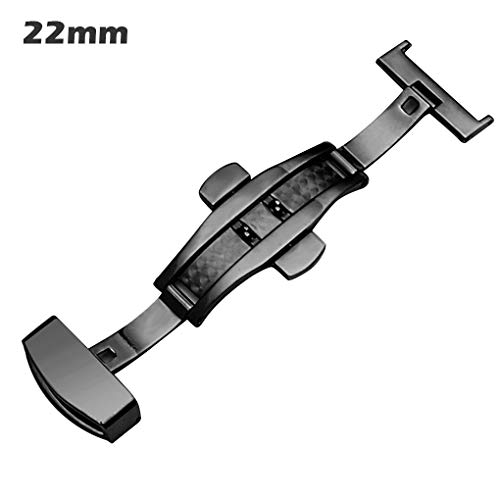Beaums Acero Inoxidable Correa Corchete Hebilla del despliegue de Reloj reemplazable Accesorios Reloj, 22mm, Negro
