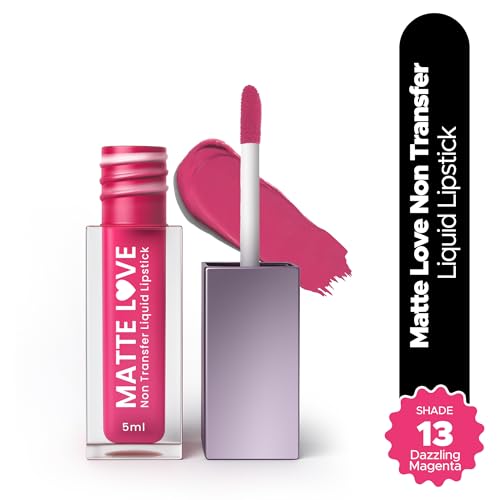 Image of Hilary Rhoda Matte Love Non Transfer Liquid Lipstick | Lightweight & Matte Finish | Waterproof Lipstick for Women | Long Lasting & Non-Drying Lipstick | 5ml (Dazzling Magenta - Shade 13)