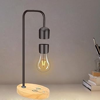 MT-VIKI Magnetic Levitating Floating Wireless LED Light Bulb for Desk Lamp,Room or Office Decor,Unique Gifts (Black)