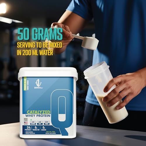 Image of QUENCHLABZ CATALYZED WHEY PROTEIN | 24g Protein per Serving | Zero Sugar, Low Carb, Low Fat | Supports Muscle Growth & Recovery | Protein Powder for Men & Women | 4KG Cookies & Cream Flavour