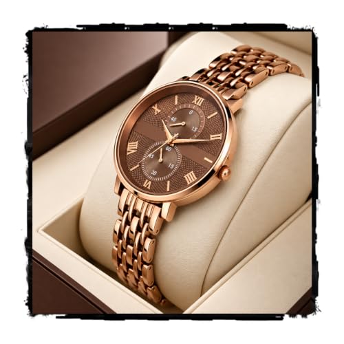 STYLEDOSE Women's Luxury Black Analog Watch – Rose Gold Roman Num...