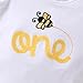 HAPPYMA Baby Girls One 1st Birthday Outfit Bee Sunflower Romper Tulle Tutu Skirt Sequin Bow Party Clothes Set（Embroidery Bee,18-24 Months）