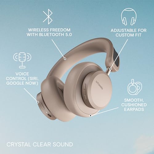 Image of Urbanista Los Angeles Sand Gold-World's 1St Solar Powered Hybrid Active Noise Cancelling with Mic Premium Wireless Headphones,Unlimited Playtime,Over Ear