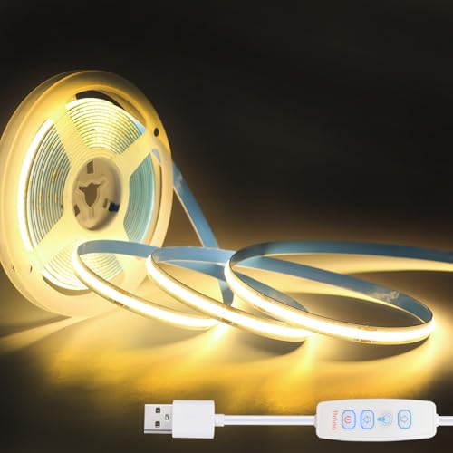 ZSLAIFU COB LED Strip Lights Warm 3.28ft, 5V Dimmable LED Light Strip, Flexible USB LED Strip for Cabinet, TV Backlighting, Bedroom, Kitchen, Home DIY Lighting