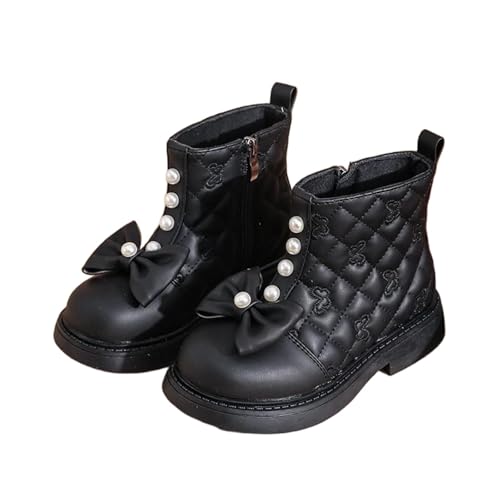 Girls Boot Lace Up Bow Mid Calf Booties Winter Fashion Dress Boots with Side Zipper for Little Kids Big Kids