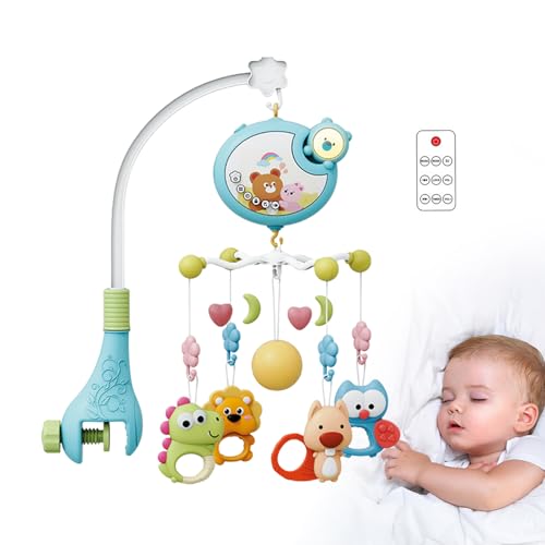 Móvil Cuna Bebé – 45x54cm Móvil Musical Con Control Remoto Y Luces | Campana Giratoria Para Niños Y Niñas | Temporizador, Anticaída, Decoración Relajante Para Cuna