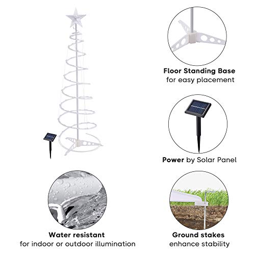 Yescom Solar Panel Set of 3 LED Christmas Spiral Light Kit 6Ft 4Ft 3Ft Indoor Outdoor Garden Party