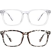 TIJN 2 Pack Blue Light Blocking Glasses, Computer Reading/Gaming/TV/Phones Glasses for Women Men,...