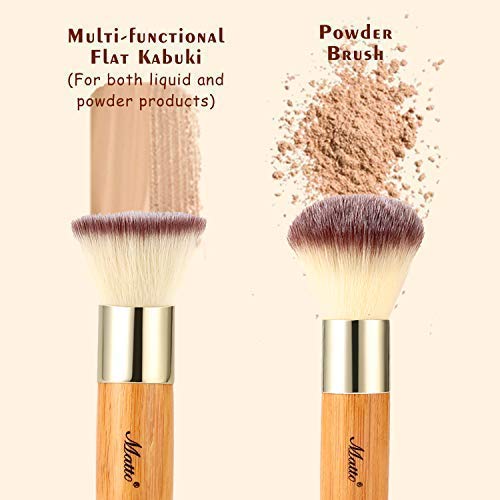 Matto Bamboo Makeup Brush Set Face Kabuki 2 Pieces - Foundation and Powder Makeup Brushes for Mineral BB Cream