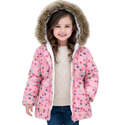 IFFEI Girls Winter Fur Hooded Puffer Jacket