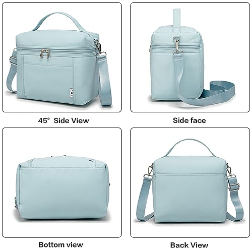 Image of NOL Natural Organic Lifestyle Insulated Lunch Bags for Women Cooler Bag Lightweight Nylon Waterproof Lunch Box For Work (Light blue, Medium(normal))