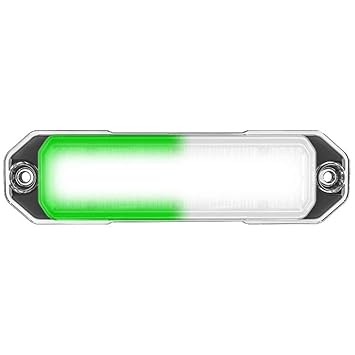 Z-6 TIR LED Surface Mount Emergency Strobe Lights Warning Light-Head - Ultra Slim Police Grille Light - Green/Clear