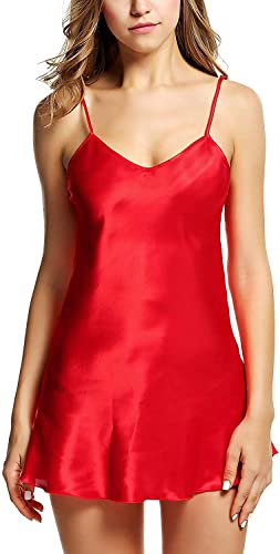 Image of Honeymoon Night Dresses for Women - Lightweight Satin Sleepwear Nighties, Hot Bridal Nightwear Dress and Suit for Women, Ladies Lightweight Wear Comfortable, Stylish Nighty for Girls