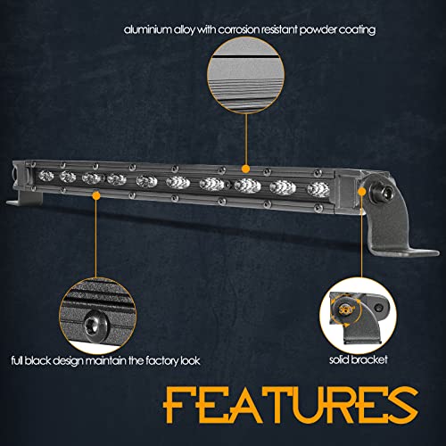 10 Inch Single Row LED Light Bars with Wiring Harness, Nirider Black Series CREE LED Bar 2PCS 100W Super Slim Flood Fog Lights Driving Lights Off Road Bumper Light Bar for UTV SXS ATV Truck
