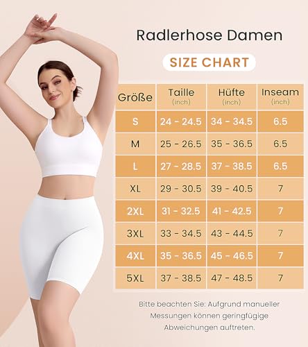 sellto 4 Pack Radlerhose Damen Kurz Boxershorts Unter Kleid Rock Unterziehhose Damen Anti Scheuern Unterhosen mit Bein Elastizität Kurze Leggings Hotpants Für Yoga, Fitness, Sport, Farbauswahl