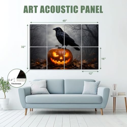 Paquete de 8 paneles acústicos artísticos absorbentes de sonido VVLUXIDECO 48"x32" de fibra de poliéster con diseño Halloween miniatura 2
