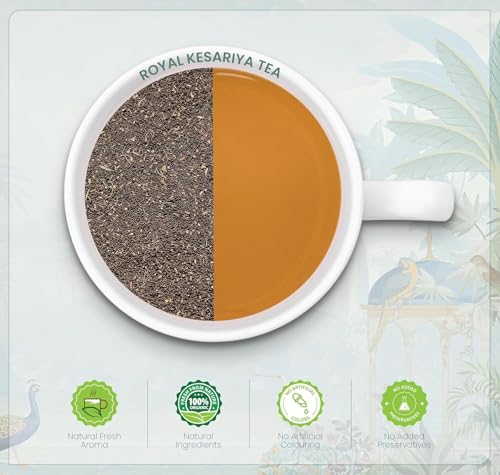 Image of Dabri Royal Kesariya CTC Tea 100gm Pouch| Kesar Masala Chai| Saffron Tea Blend| Rich in Antioxidants| Natural Ingredients & Original Flavour of Kesar| Boosts Immunity, Promotes Relaxation