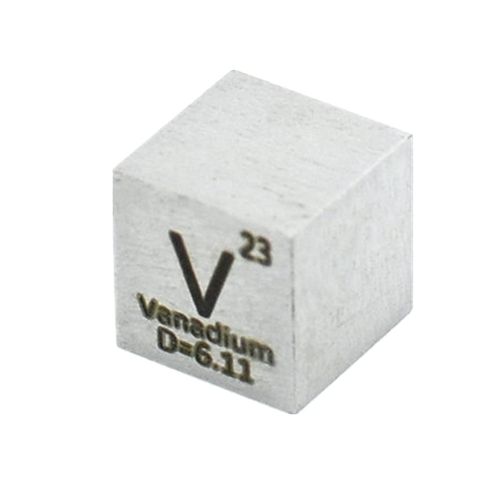 1 cubo de mesa periódica de metal vanadio puro 99,9% V elemento tallado de metal maravillosa colección de manualidades 10 x 10 x 10 mm