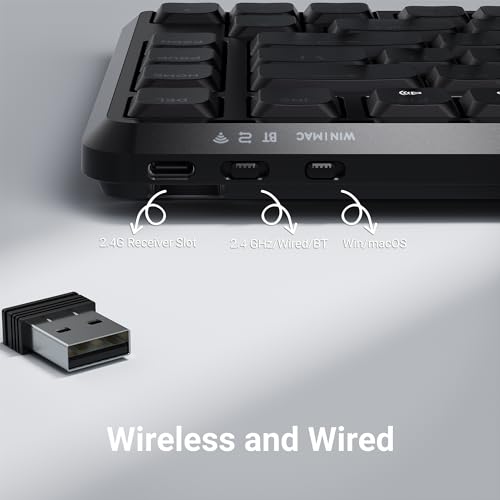 Image of Keychron KJ1 Low Profile Wireless Mechanical Keyboard - 75% Layout Banana Switch, QMK RGB Backlit, 2.4G /Bluetooth /USB-C, Double-Shot PBT Keycaps, 2000mAh Battery, Mac /Win /Linux Compatible - Black