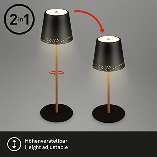 Briloner Lampada Da Tavolo Led Kiki, Nero/Oro, IP44, 3.000K - 3