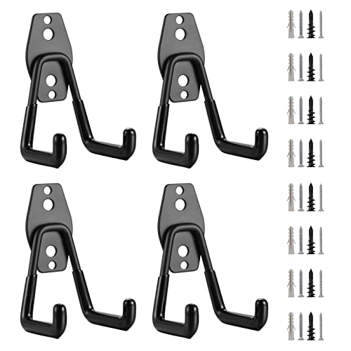 Namioka 壁掛け l字 グランドフック ガレージフック 倉庫 金具 ツール 物置 工具 収納 コンクリート 石膏ボード 鉄板吊り 波板取付 黒の4ピーススーツ (L字型小)