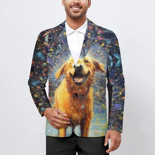 Wrapped Dog Men's Casual Blazers Slim Fit Sport Coats Blazer Two Buttons Suit Jacket for Work Party2