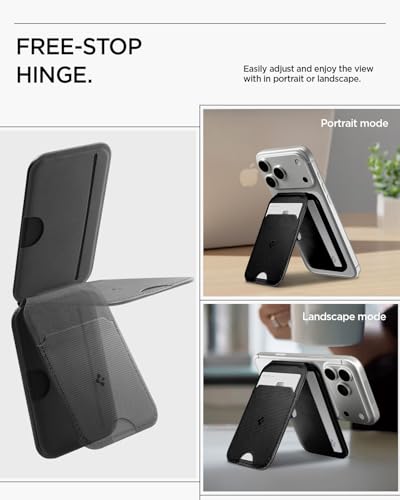 Image of Spigen Slim Fold (MagFit) Magsafe Card Holder with Stand, 3 Cards Magnetic Wallet Compatible with iPhone 17 /16 /15 /14 /13 /12 Models, Pixel 10 Pro /Pro XL /Fold - Black