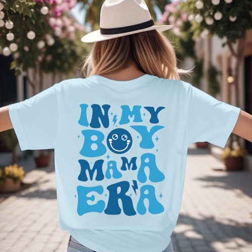 in My Boy Mom Era Shirt Mama Graphic Tees for Women Mother's Day Tshirt Gift Casual Funny Cute Letter Print Tops3