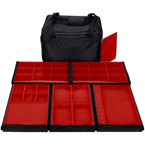 Bolsa Porta Joias M Completa 5 Bandejas Organizadoras Média para Joias Bijuteria Viagem Guarda Joia (Vermelho)