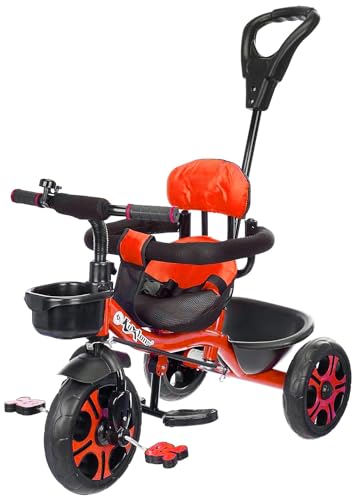 Image of Tricycle for Kids with Comfy Seat - The Parent's Choice for 1-5 Years Old, 30kg Max, Luxurious & Durable Trike. Advanced Parental Control Handle and Safety Belt, Red