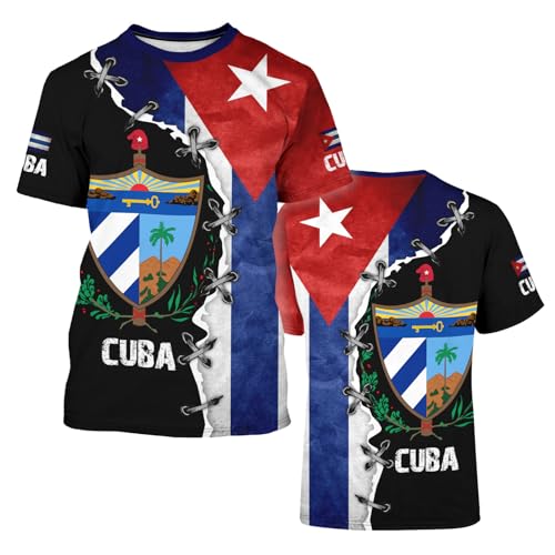 BJU Cuba Flag T-Shirt Graphic Tee Printed Crewneck Short Sleeve Fashion Casual Tops for Men and Women3