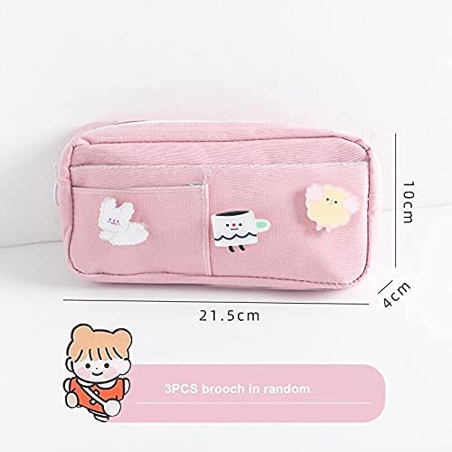 Astuccio per matite kawaii di grande capacità, in tela estetica, organizer per cancelleria, grazioso portapenne con cerniera, per riporre oggetti per la scuola di ritorno a scuola (viola