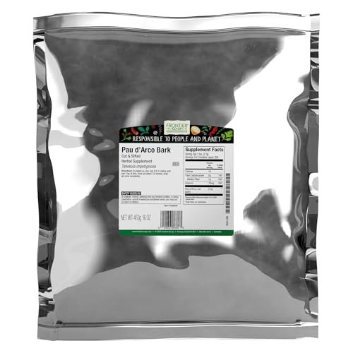 Frontier Co-op Pau d'Arco Bark, Cut & Sifted, Kosher, Non-irradiated | Bulk Bag | Tabebuia impetiginosa (Mart. ex DC.) | 16 Ounce (Pack of 1)