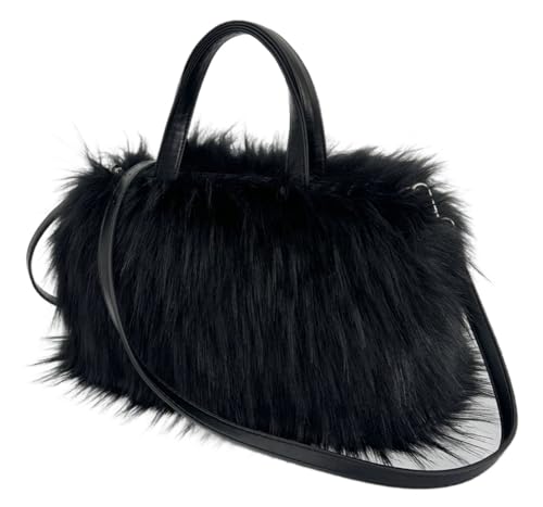 Furry Tote Bag for Women Faux Fur Shoulder Crossbody Bag Y2k Purse Fluffy Large Fuzzy Handbags Soft Top Handle Satchels